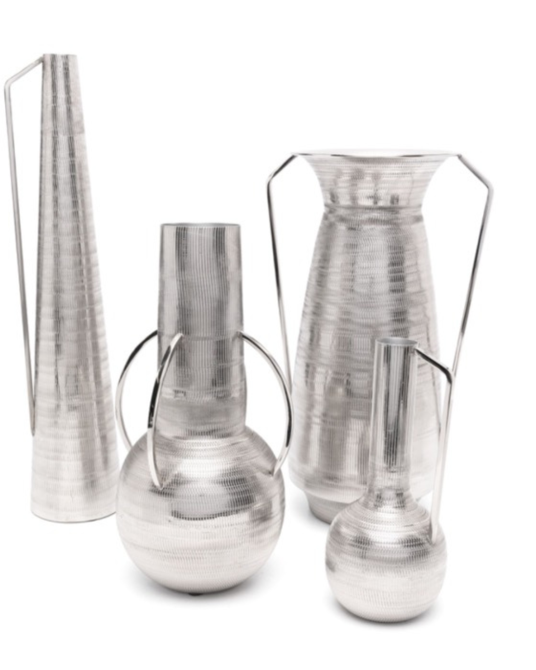 VASES ROMAN NURLING SILVER SET 4