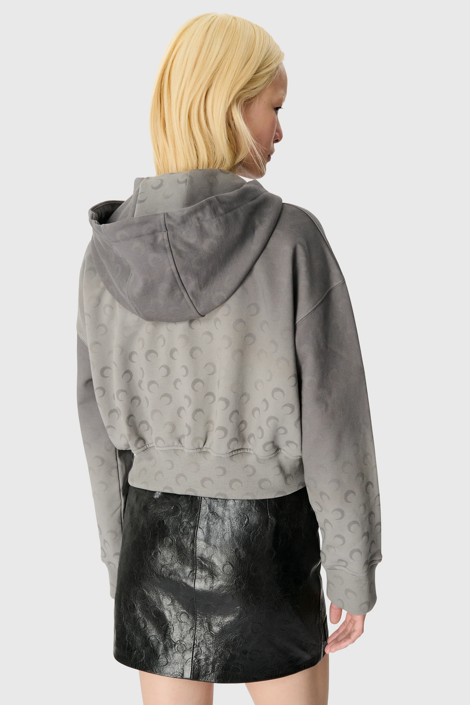 FADED MOON FLEECE CROPPED ZIPPED HOODIE - Image 4
