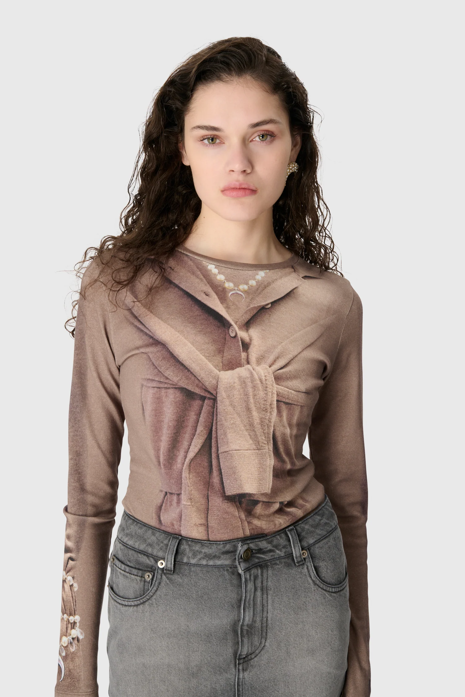 TROMPE-L’ŒIL KNIT JERSEY LS T-SHIRT - Image 3