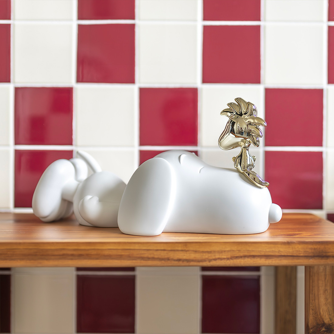 SNOOPY & WOODSTOCK BLANC MAT & CHROMEOR - 33 CM - Image 2