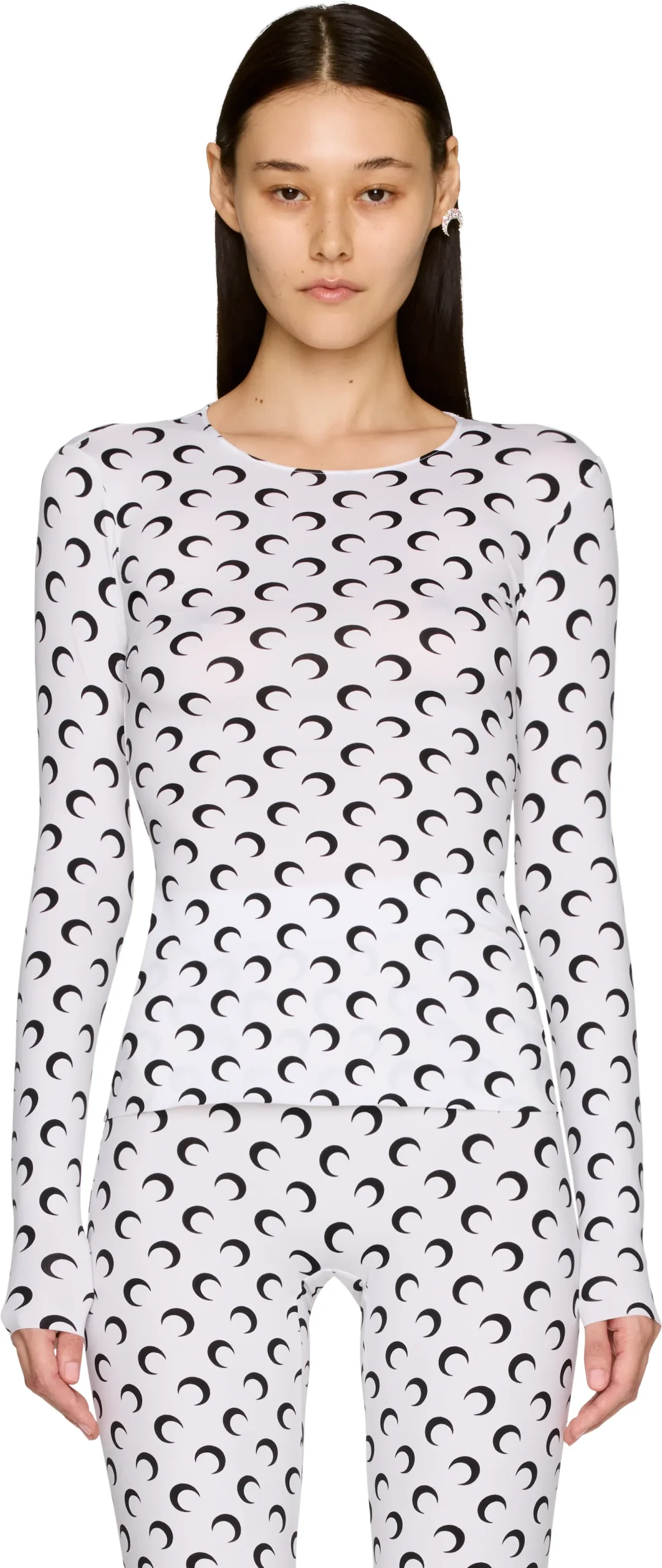 MOON PRINTED JERSEY LS CREWNECK TOP - Image 2