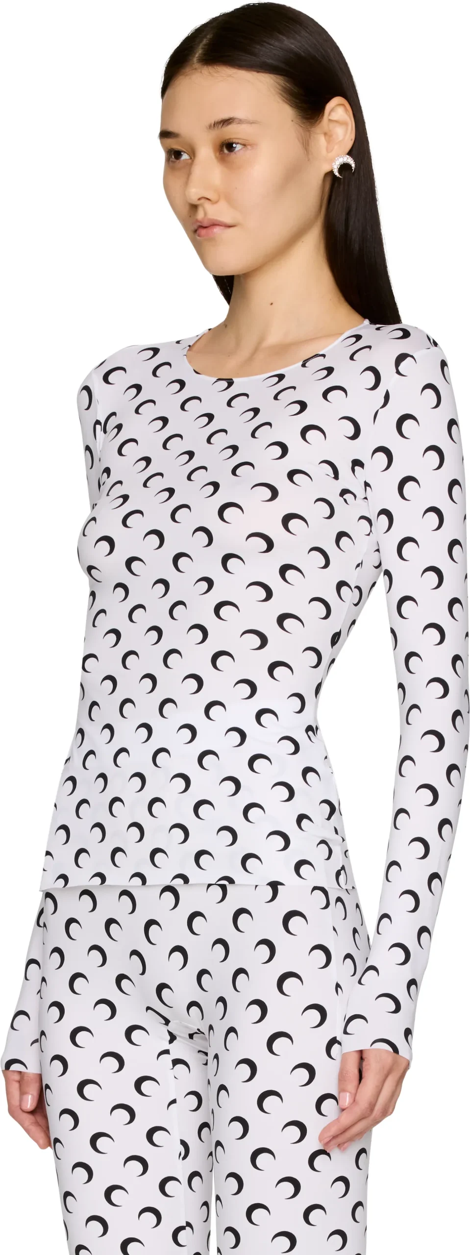 MOON PRINTED JERSEY LS CREWNECK TOP - Image 3