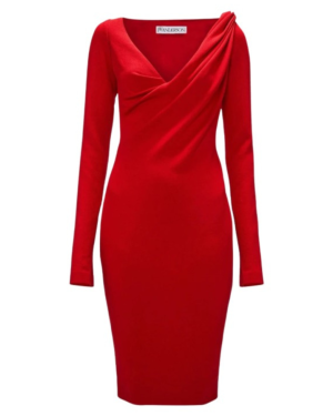 SHOULDER DRAPE V-NECK DRESS