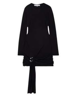 DRAPED HEM LONG SLEEVE DRESS