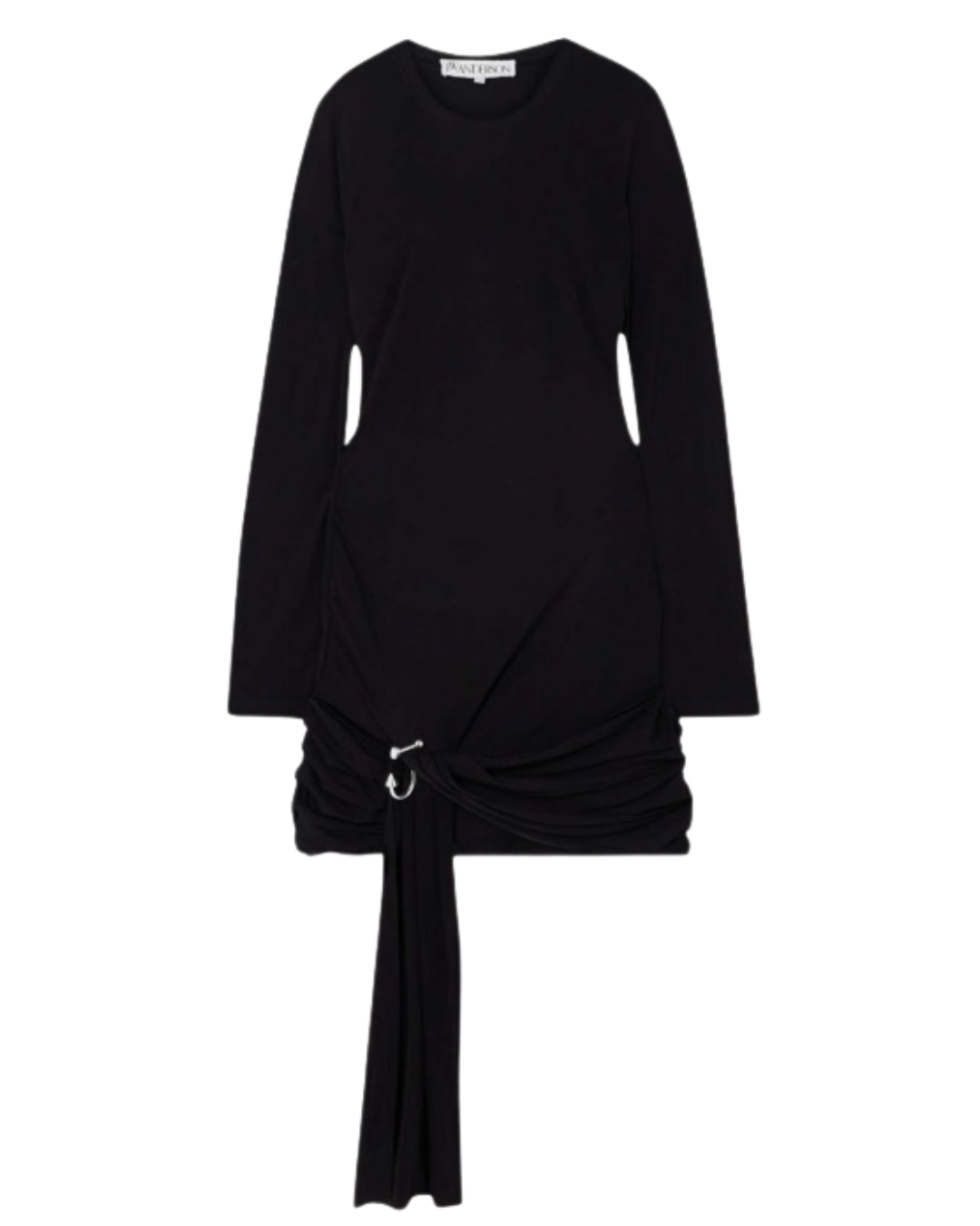 DRAPED HEM LONG SLEEVE DRESS