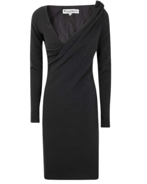 SHOULDER DRAPE V-NECK DRESS