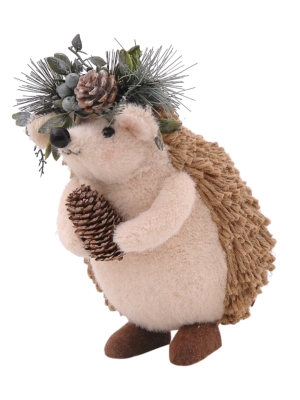 35cm Brown hedgehog w/pincone