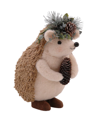 35cm Brown hedgehog w/pincone