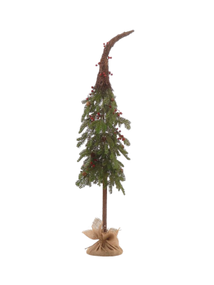 122cm Burlap tree w/red berries