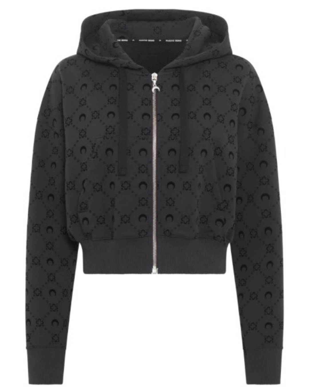 MOONOGRAM FLOCKED FLEECE CROPPED ZIPPED HOODIE
