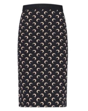 MOON PRINTED JERSEY KNEE LENGTH SKIRT