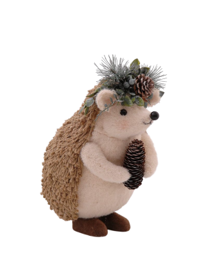 24cm Brown hedgehog w/pincone