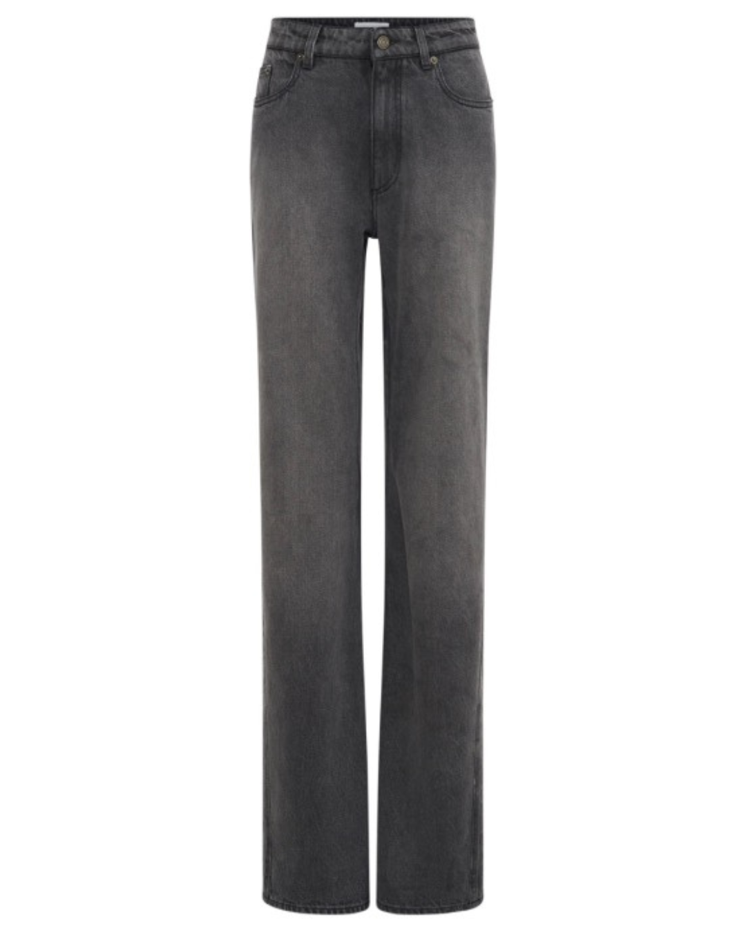 MOON LASER GREY WASH DENIM HIGH-WAIST FLARE JEANS