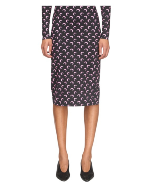 MOON PRINTED JERSEY KNEE LENGTH SKIRT