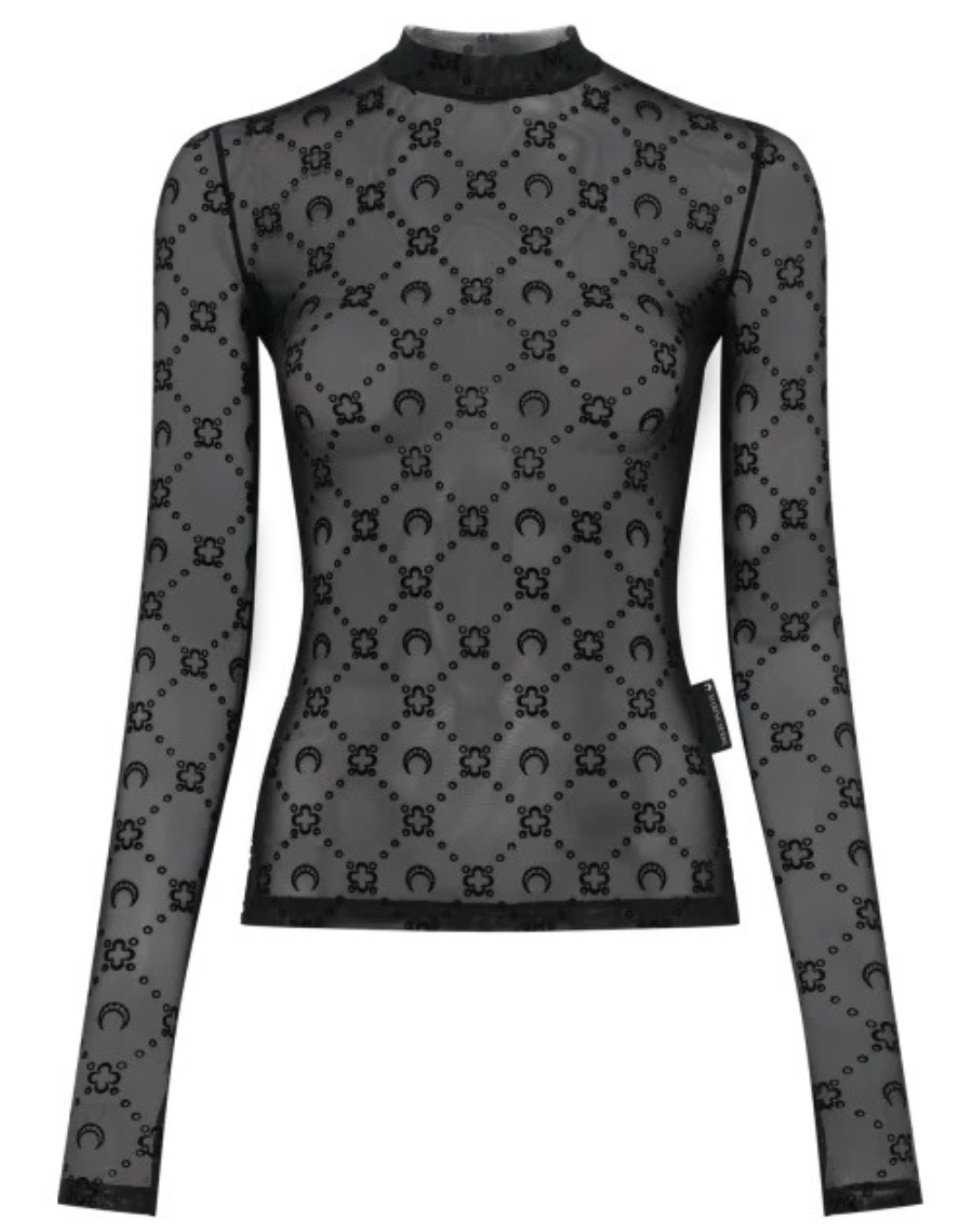 MOONOGRAM MESH FLOCK LS HIGHNECK TOP
