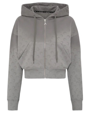 FADED MOON FLEECE CROPPED ZIPPED HOODIE