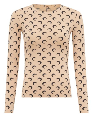 MOON PRINTED JERSEY LS CREWNECK TOP