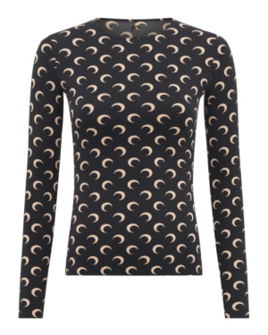 MOON PRINTED JERSEY LS CREWNECK TOP