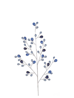 73cm Blue/silver branch w/beads
