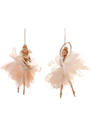 2Asst 15,20cm Champagne gold ballerina orn