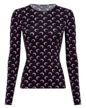 MOON PRINTED JERSEY LS CREWNECK TOP