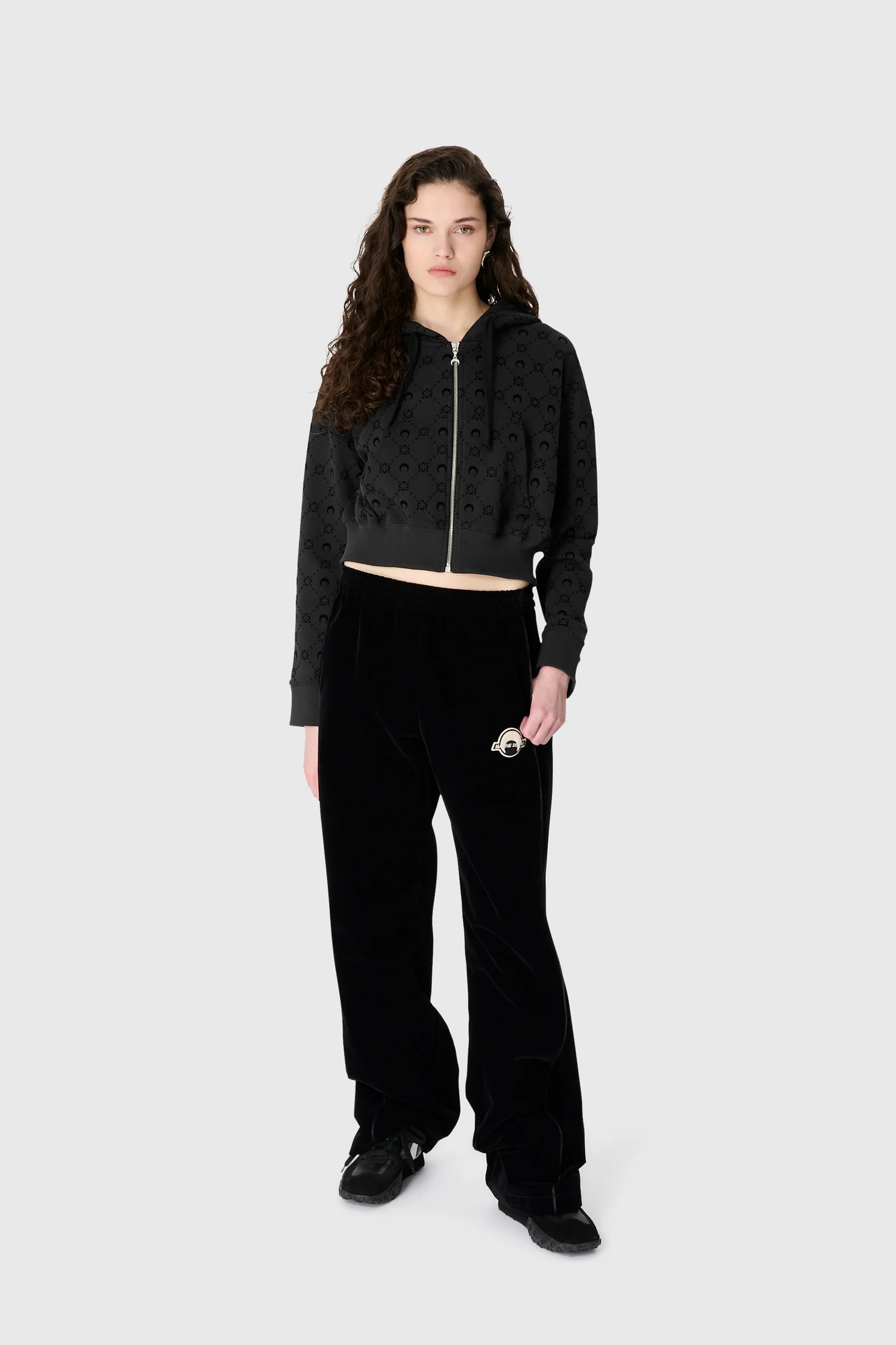 MOONOGRAM FLOCKED FLEECE CROPPED ZIPPED HOODIE - Image 2