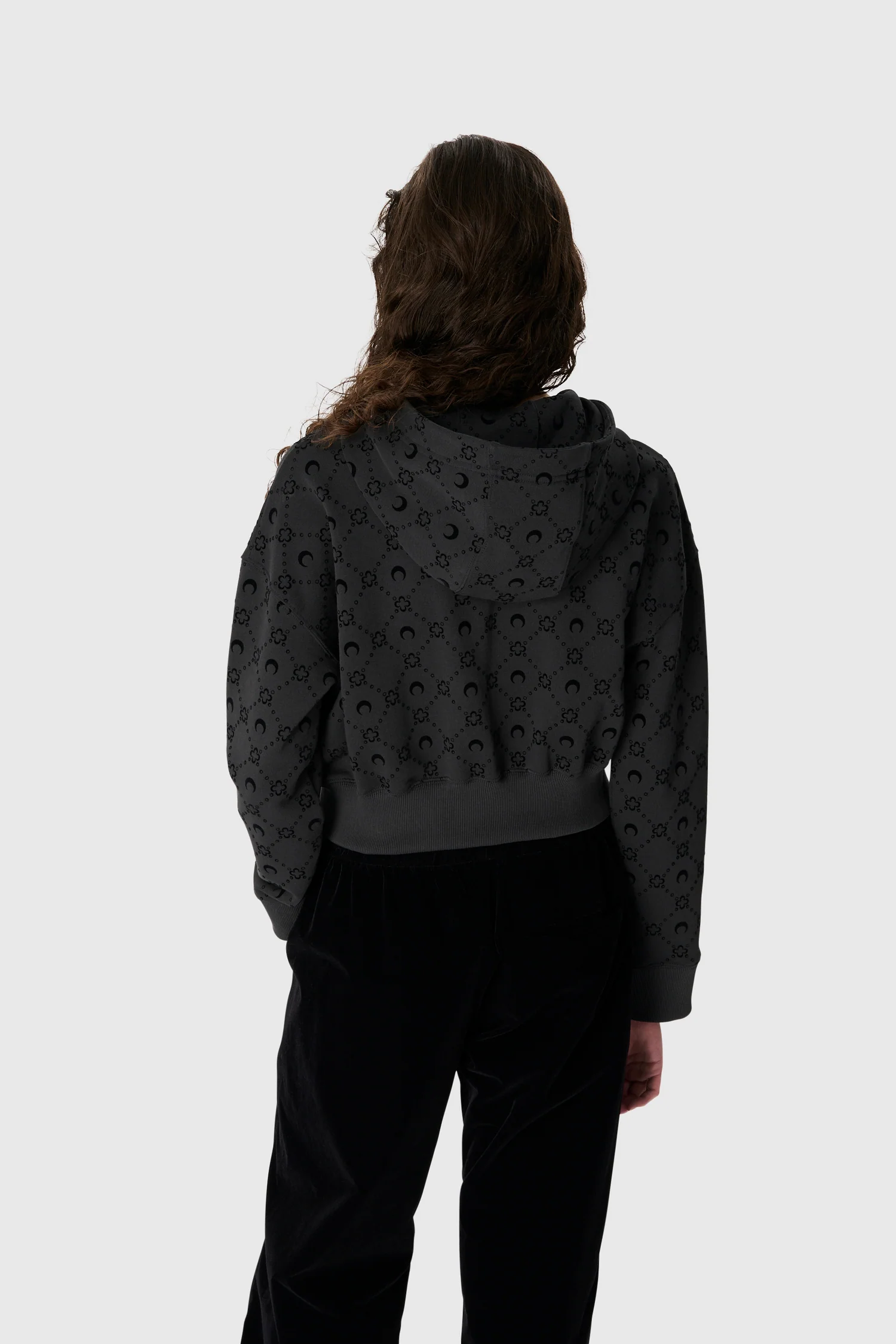 MOONOGRAM FLOCKED FLEECE CROPPED ZIPPED HOODIE - Image 4