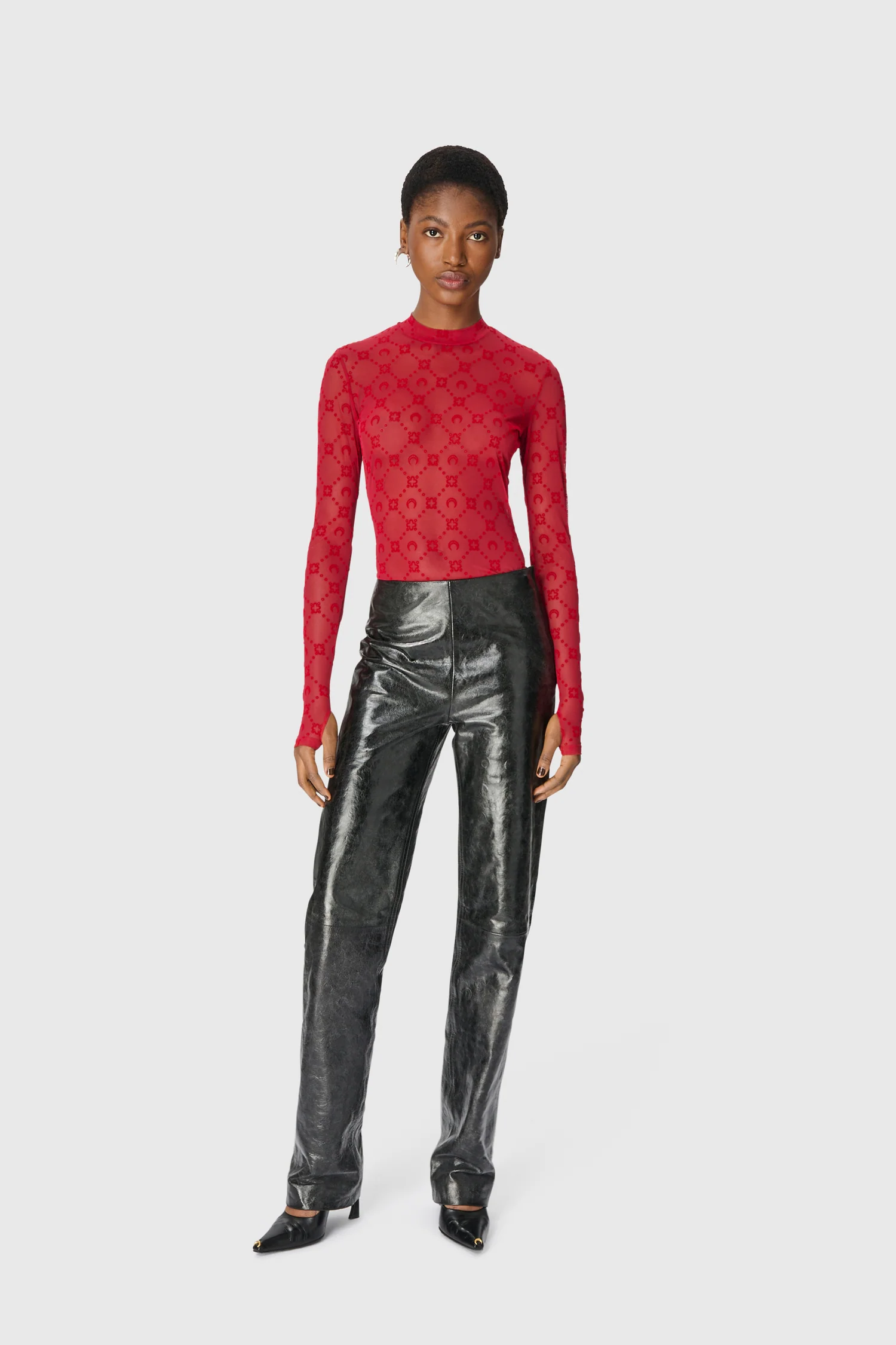 MOONOGRAM MESH FLOCK LS HIGHNECK TOP - Image 2