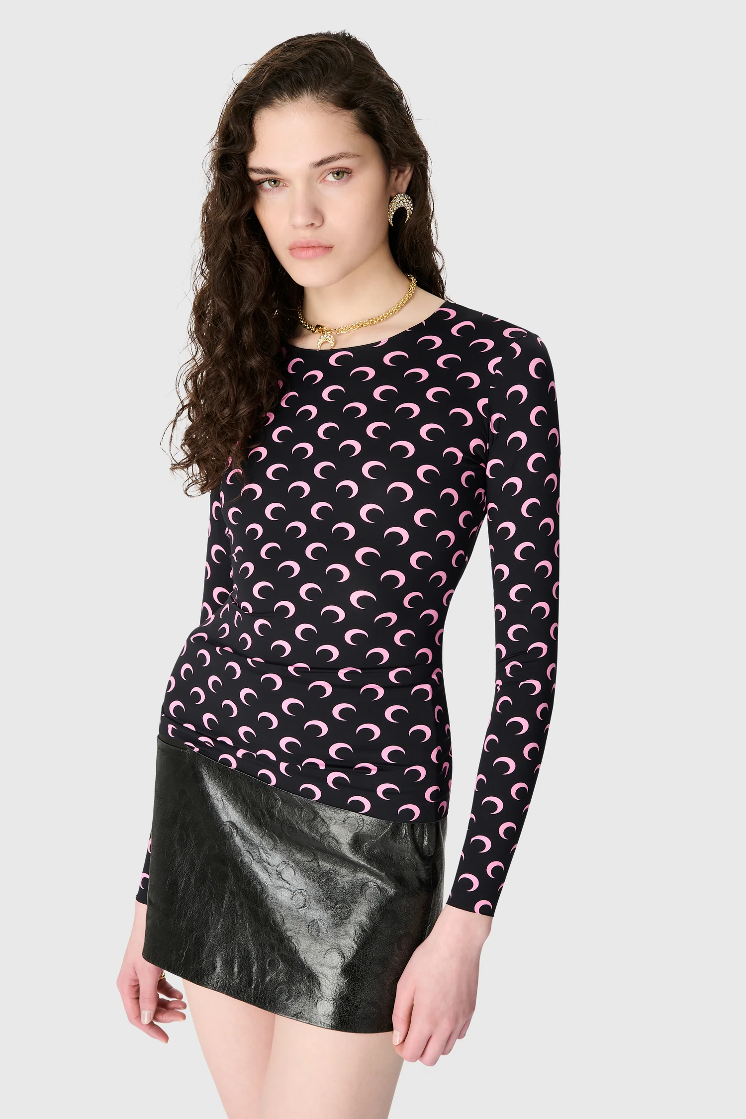 MOON PRINTED JERSEY LS CREWNECK TOP - Image 2