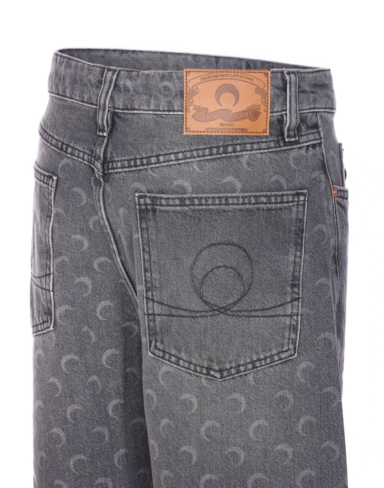 MOON LASER GREY WASH DENIM BAGGY JEANS - Image 3