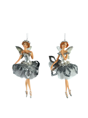 2Asst 15cm Polyresin fairy w/wings orn