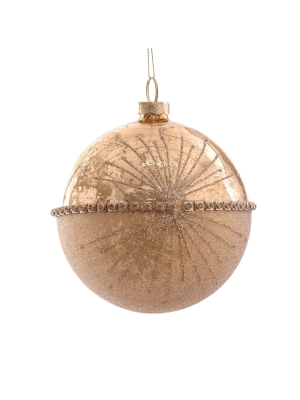 8 cm Glass gold w/ diamonds ball