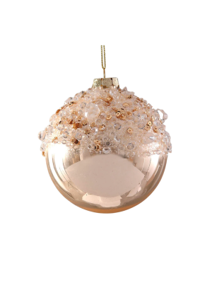 8cm Glass gold w/champagne strass ball