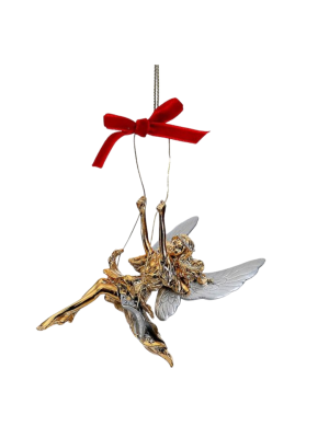 12cm Polyresin gold plated fairy xmas orn