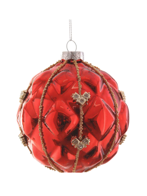 10cm Glass Red Shiny Ball