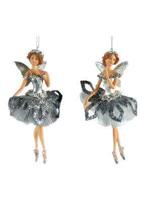 10,15cm Polyresin skiing Santa w/bag