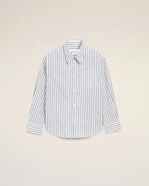 LONG SLEEVE WIDE SHIRT WITH SHARP COLLAR AND EMBOSSED AMI DE COEUR