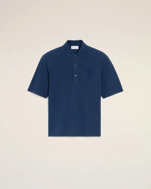 BOXY FIT POLO WITH AMI DE COEUR KNITTED PATCH