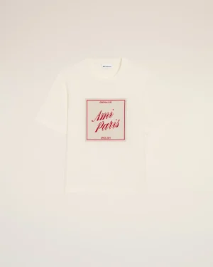 BOXY FIT SHORT SLEEVES TEEHISRT WITH SIGNATURE PRINT AT FRONT