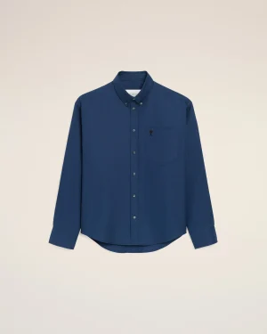 BOXY FIT SHIRT BUTTON DOWN COLLAR AND EMBROIDERED AMI DE COEUR