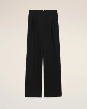 LOW WAIST WIDE TROUSERS WITH TWO PLEATS
