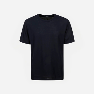 Dark navy short-sleeve t-shirt on a white background, displayed front-facing.