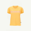 Bright yellow short-sleeve T-shirt with pink 'MARGIE' lettering on the front, on a white background.