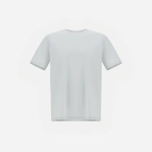 Plain white short-sleeve crew-neck T-shirt shown from the front against a light background.