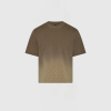 Brown gradient short-sleeve T-shirt with an all-over subtle curved motif pattern.